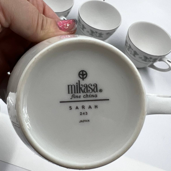 Mikasa #243 Japan Fine China Painted White Daisy Coffee Cups Sugar Dish Creamer - Picture 12 of 13